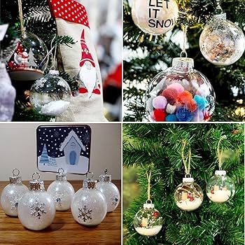Botanical Fillable Ornament Set Plastic DIY Holiday Decor