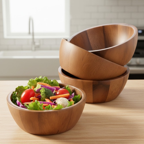 Bowl Set Stackable Design Round Silhouette Matte Finish Amber