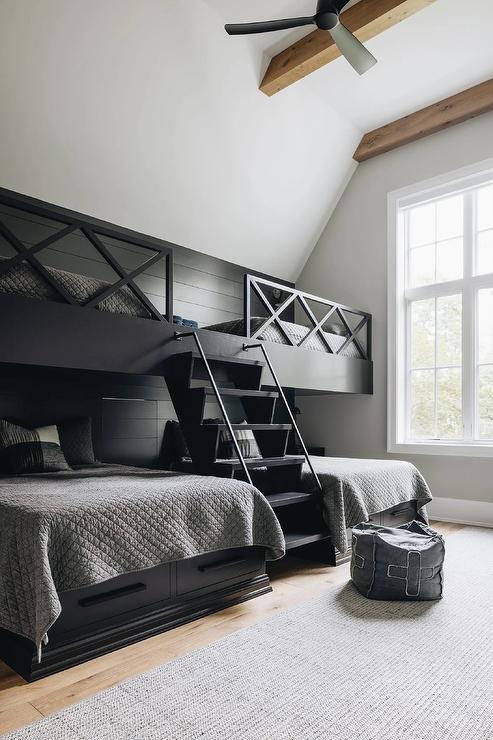 Built-In Loft Bed Matte Finish, Integrated Ladder & Safety Rail