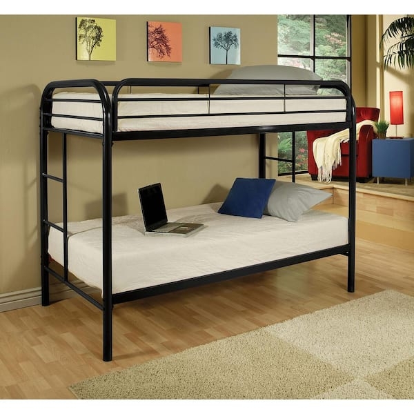 Bunk Bed Black Metal Twin Over Twin Industrial Kids Bedroom Style