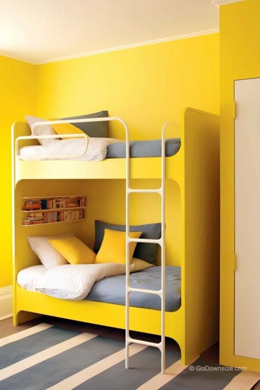 Bunk Bed Built In Alcove Design Porthole Cutouts White Finish