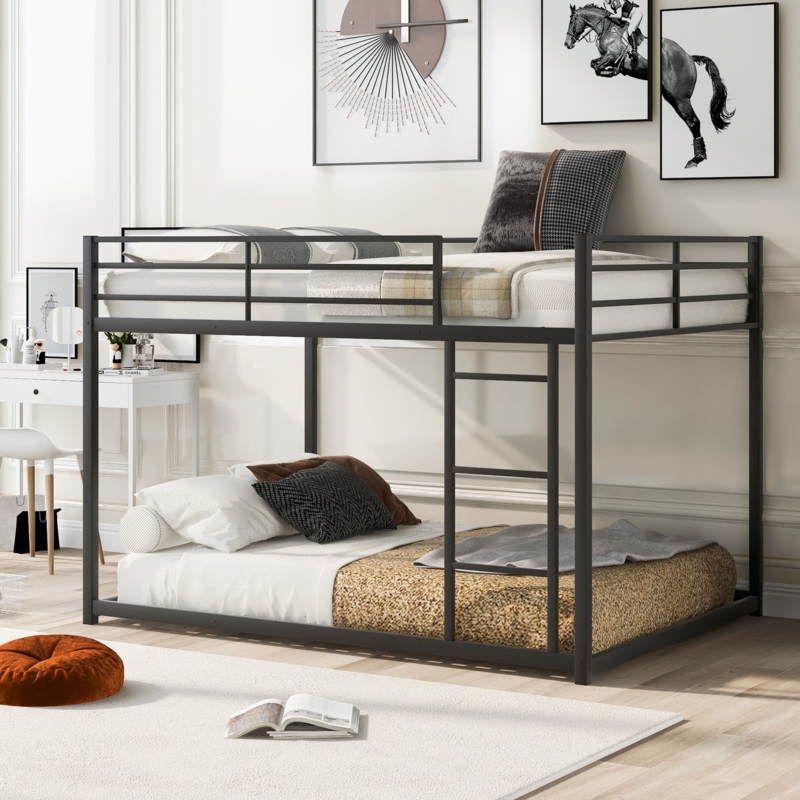 Bunk Bed Full Over Full Metal Low Profile End Ladders Industrial