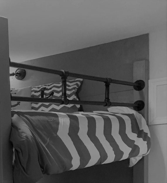 Bunk Bed Guardrail Industrial Black Pipe Wall-to-Wall Mount