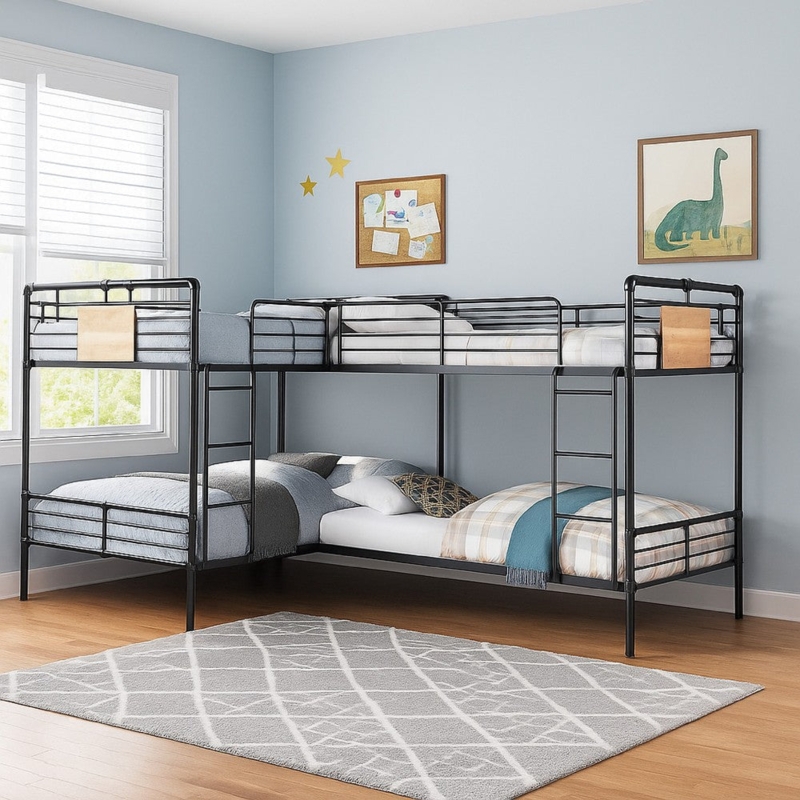 Bunk Bed Industrial Sandy Black & Bronze Metal Twin Over Full