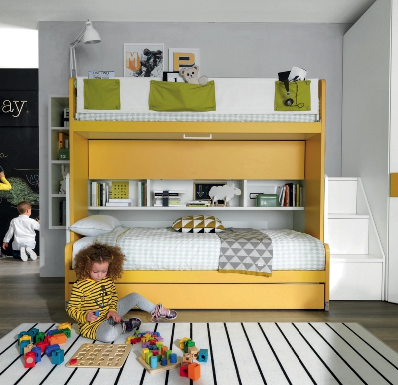 Bunk Bed Integrated Workstation Built In Stairs Modular Design Modern