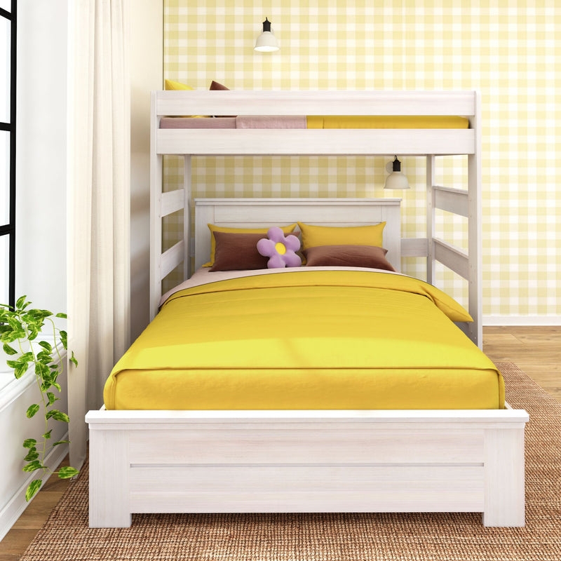 Bunk Bed L Shaped Configuration White Finish Paneled Headboard