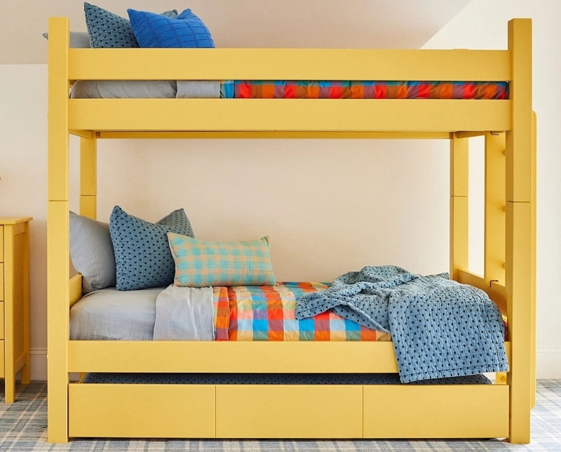 Bunk Bed Nautical Styling Natural Wood Finish Built In Ladder