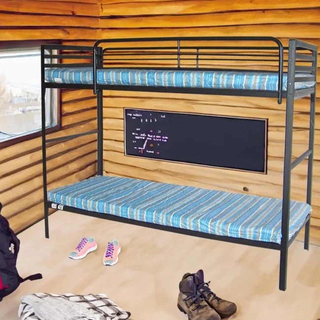 Bunk Bed Portable Olive Green Metal Camp Design with Mesh Surface
