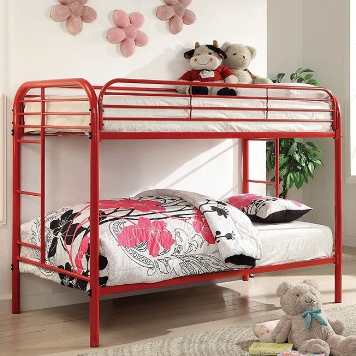 Bunk Bed Red Metal Twin Over Twin Pipe Frame Pipe Joint Details