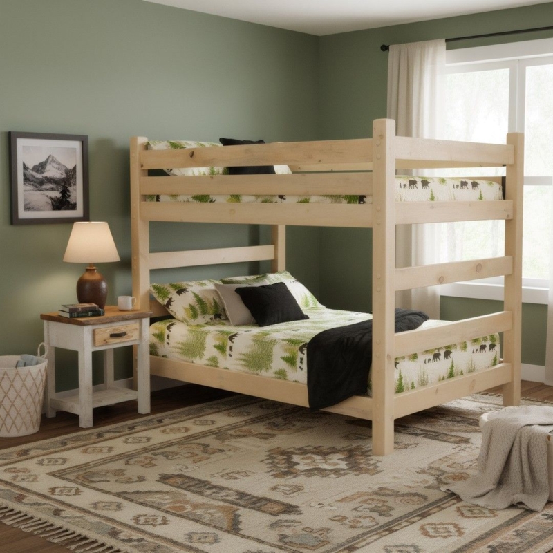 Bunk Bed Rustic Timber Log Frame, Lodge Style Design