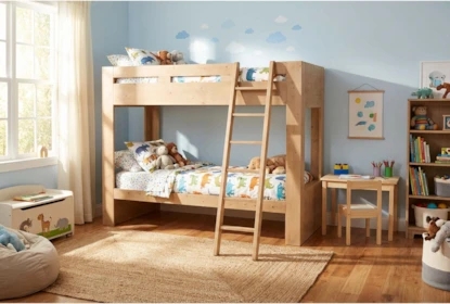 Bunk Bed Scandinavian Style, Vertical Slats, Open Headboard