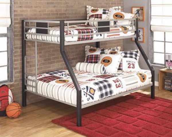 Bunk Bed Twin Over Full Metal Frame, Integrated Ladder Matte Finish