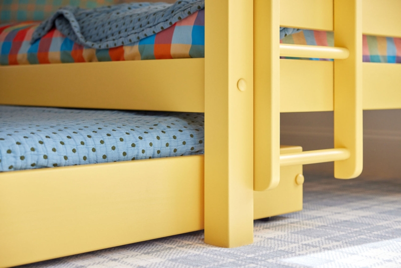 Bunk Bed Twin Over Queen White Finish Staircase Entry Coastal Style