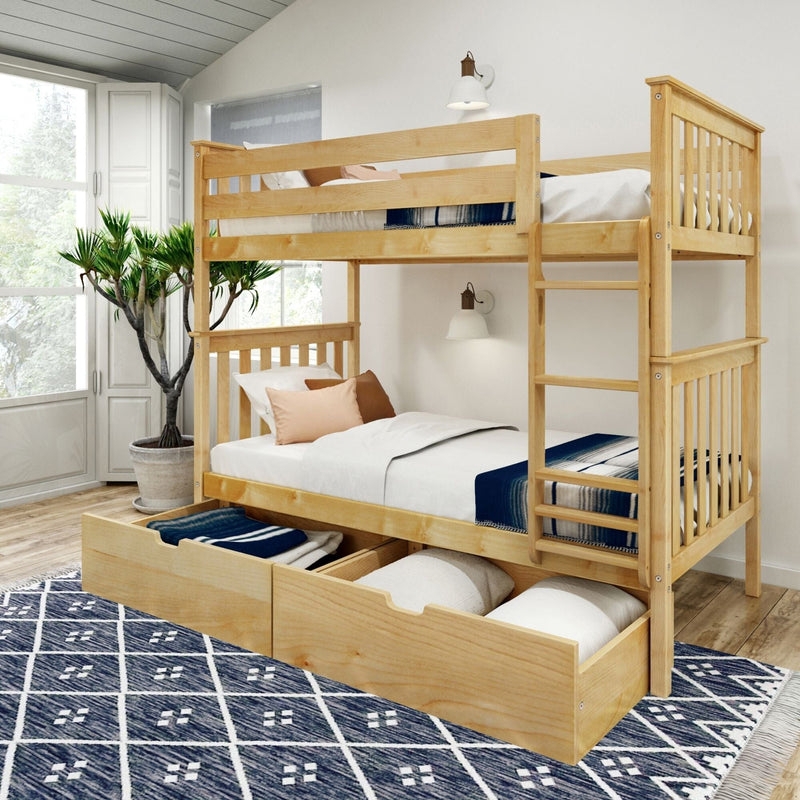 Bunk Bed White Finish with Under Bed Storage Drawers