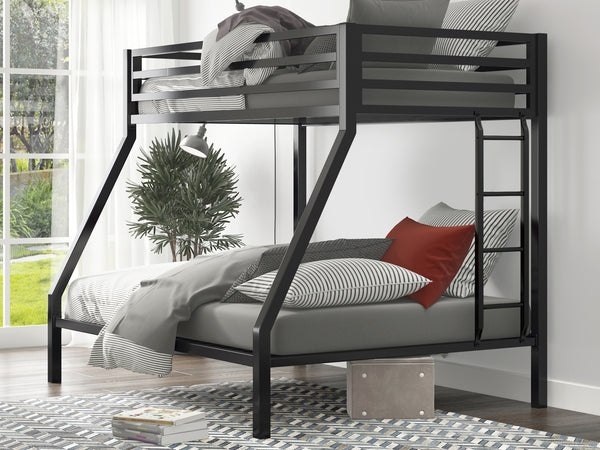 Bunk Bed White Metal with Stairs Twin Over Full Layout