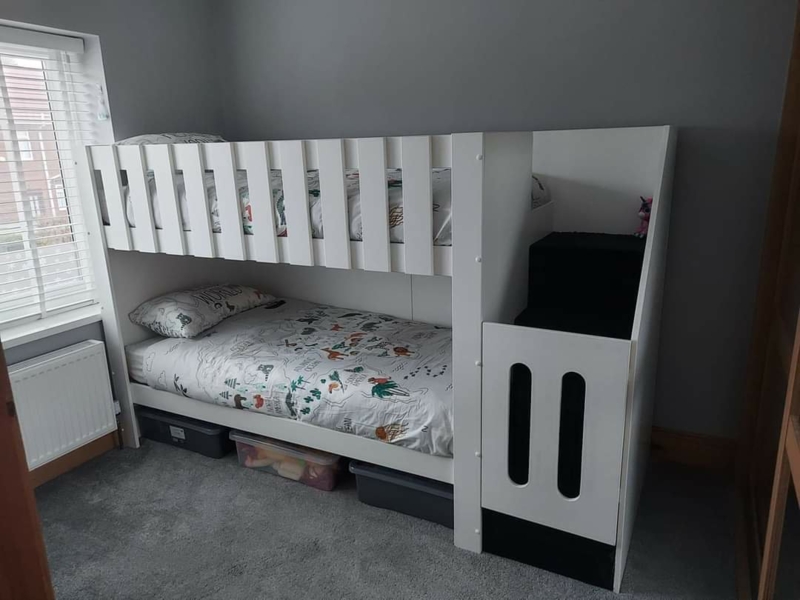 Bunk Bed with Integrated Stairs: Shared Bedroom Space Saving Ideas