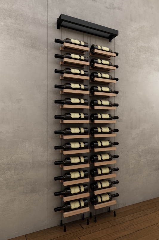 Cable Wine Rack Floating Double Column Minimalist Metal Display