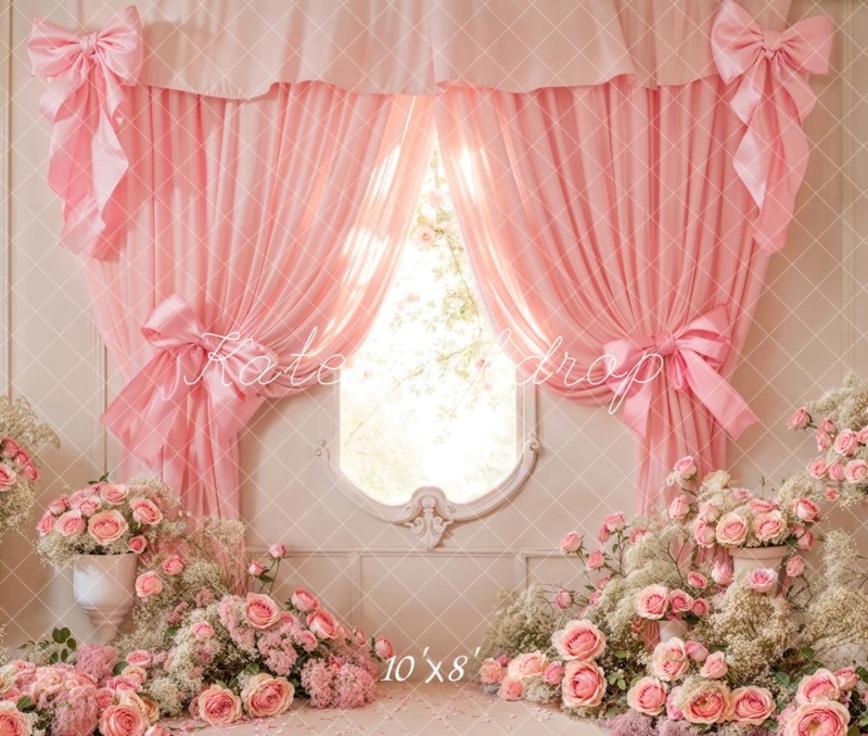 Cake Smash Theme Photography Backdrop 3d Printed Props Pink Floral Garden Scene