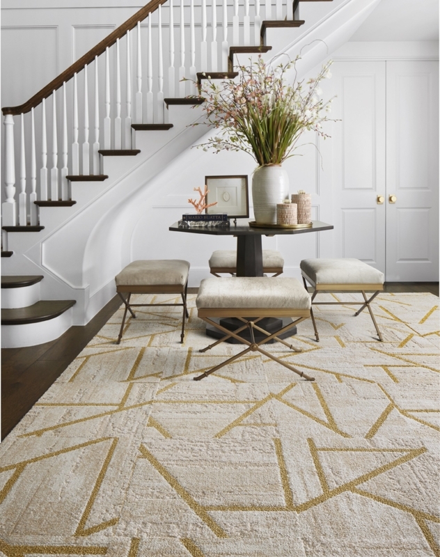 Carpet Tile Modular Squares Metallic Sheen Pearl Gold Industrial Floor