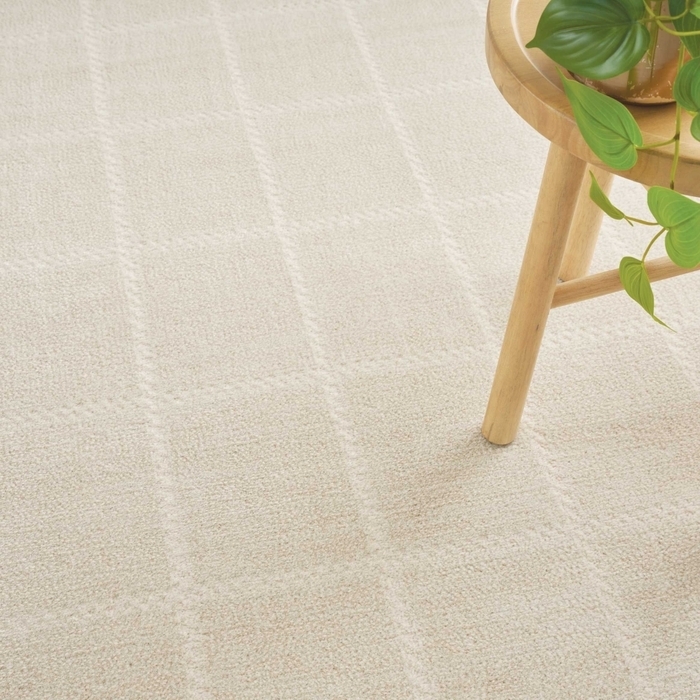 Carved Lattice Area Rug High Pile Ivory Transitional