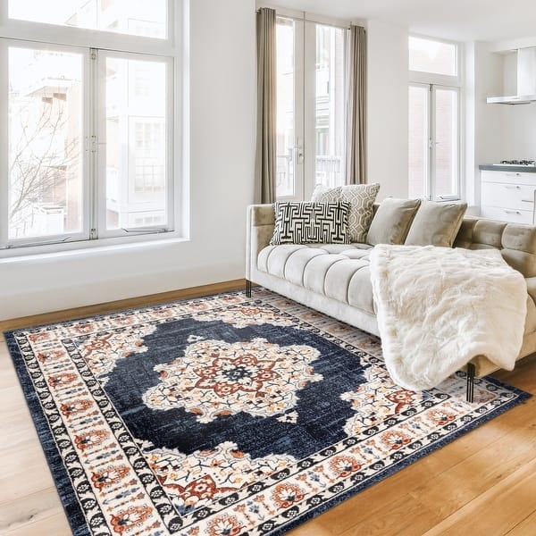 Casual Area Rug, Marbled Pattern with Soft Veined Lines