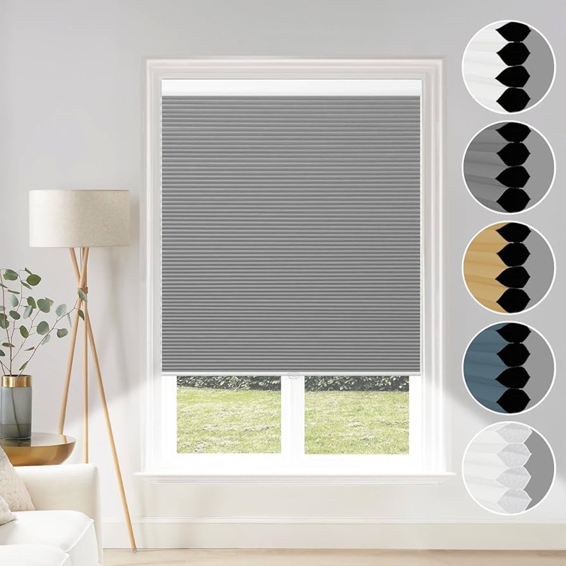 Cellular Shades Dual Tone Gray Cordless Blackout Honeycomb Blinds