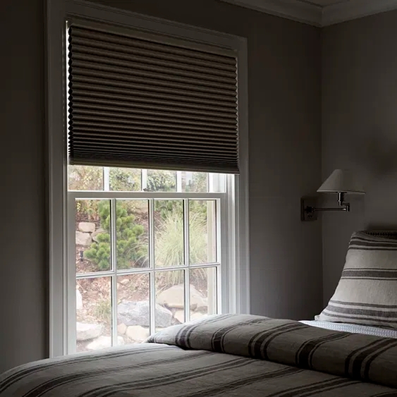 Cellular Shades Slate Grey Matte Textured Pleated Window Coverings