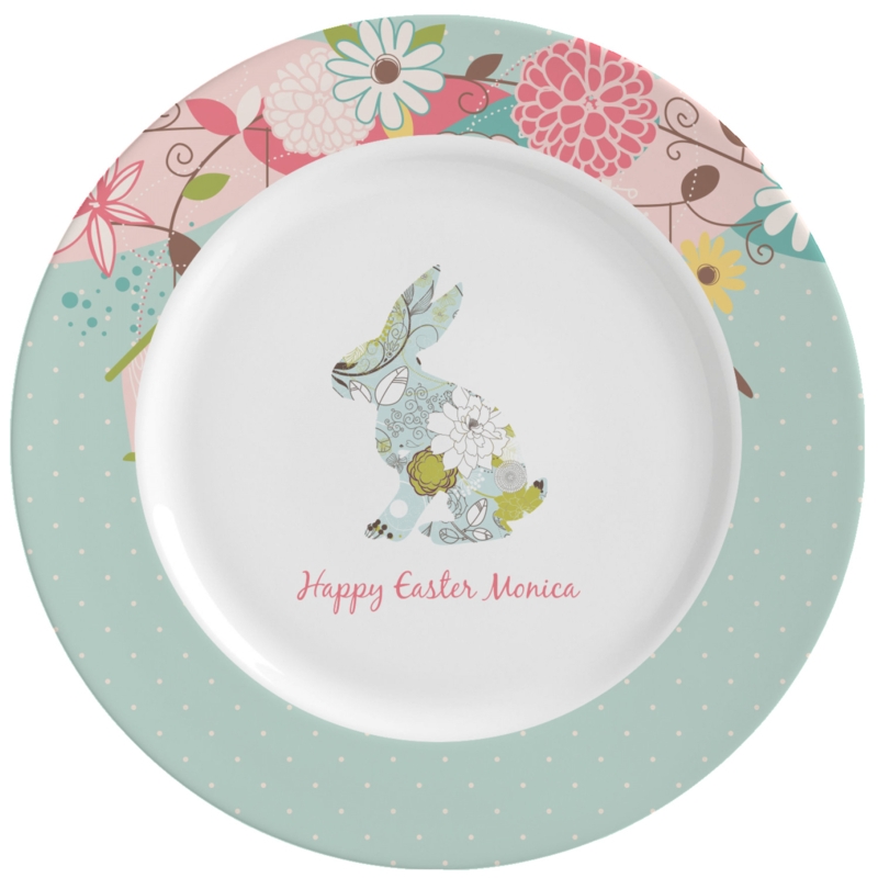 Ceramic Dinner Plates Set of 4 Birdhouse Motif Illustrated Rim