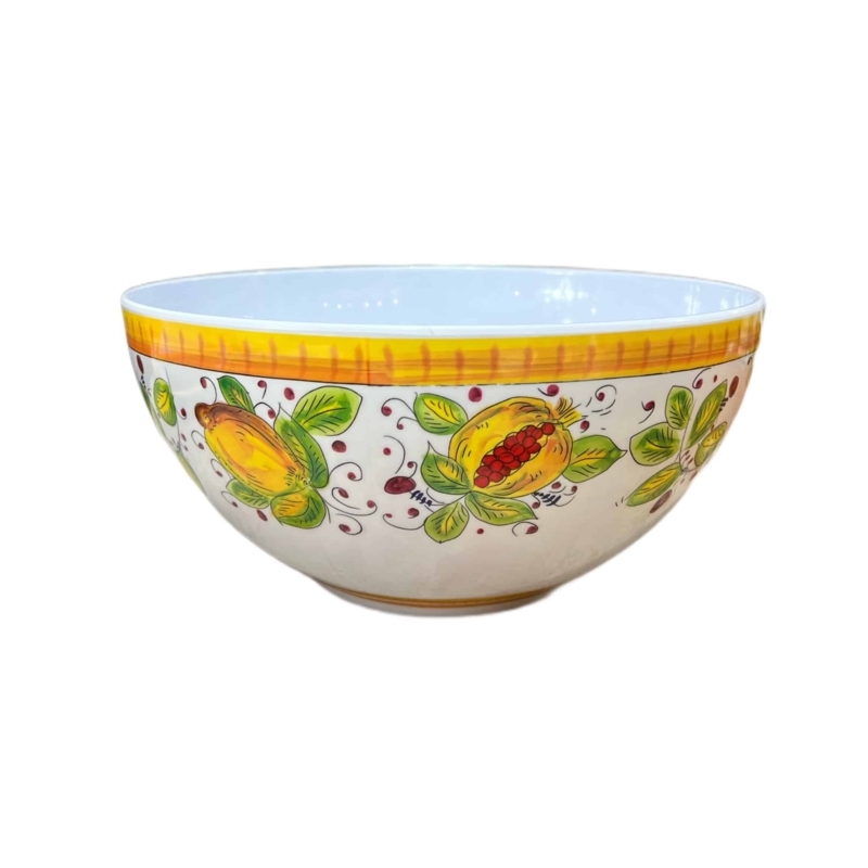 Ceramic Serving Bowl Hand Painted Fruit Motif Vibrant Mediterranean