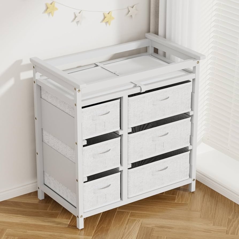 Changing Station Side Utility Bars Cubby Storage Handle-Free Drawers