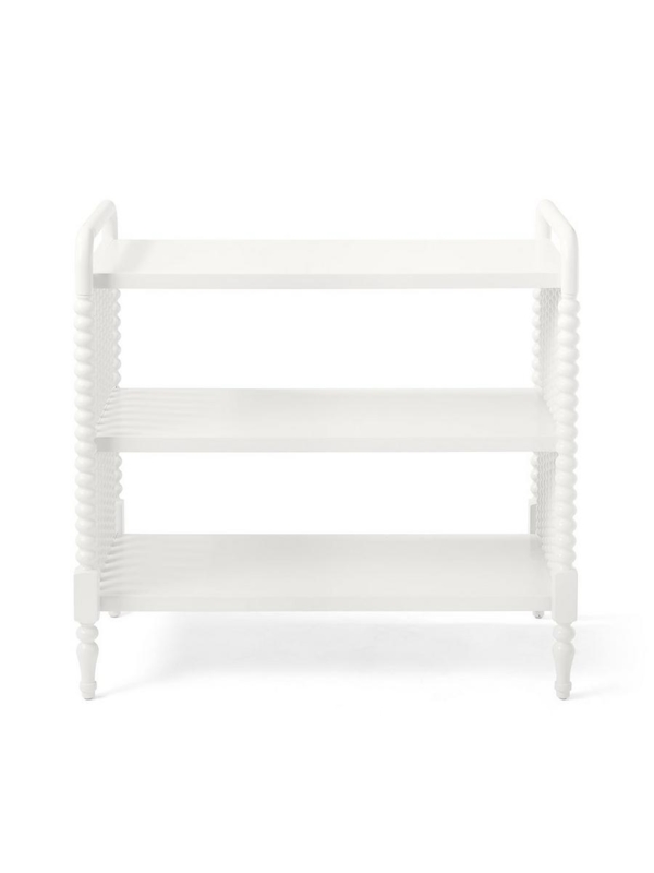 Changing Table with Bobbin Detail Spindle Legs and Open Shelving