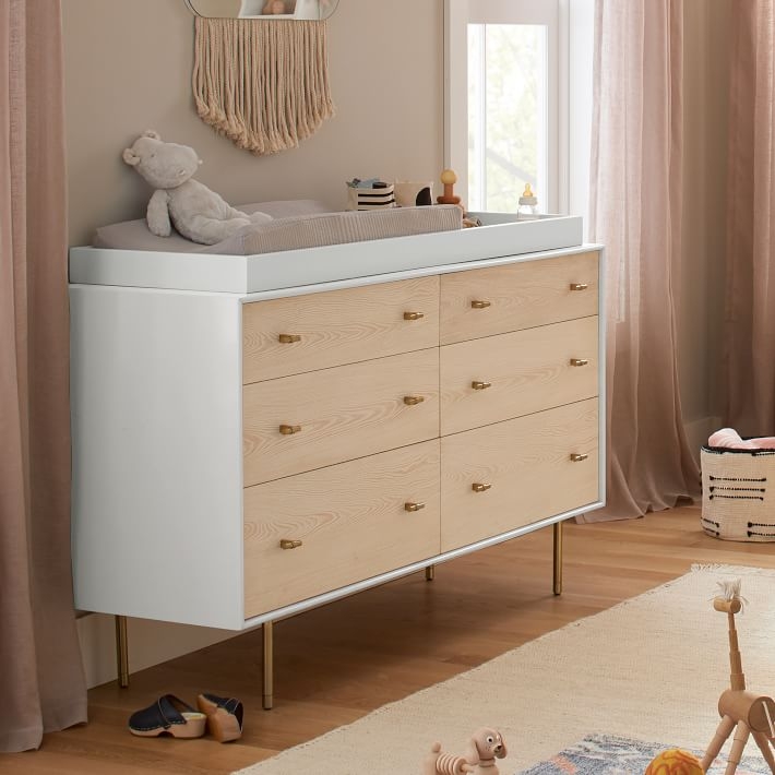Changing Table with Six Drawer Capacity and Winter Wood Finish