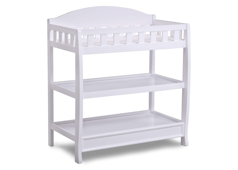 Changing Table with Slatted Safety Rails and Open Shelf Storage