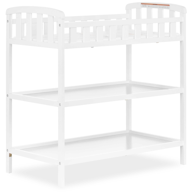 Changing Table with Three-Tier Storage and Slatted Safety Rails