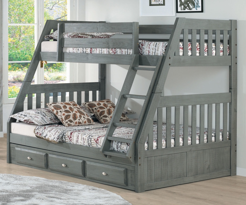 Charcoal Twin Over Full Bunk Bed with Three-Drawer Storage