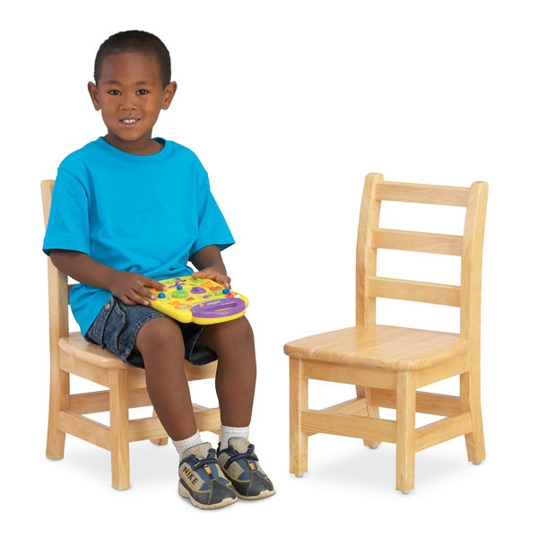 Child Chair Pair in Natural Wood with Traditional Ladderback Silhouette