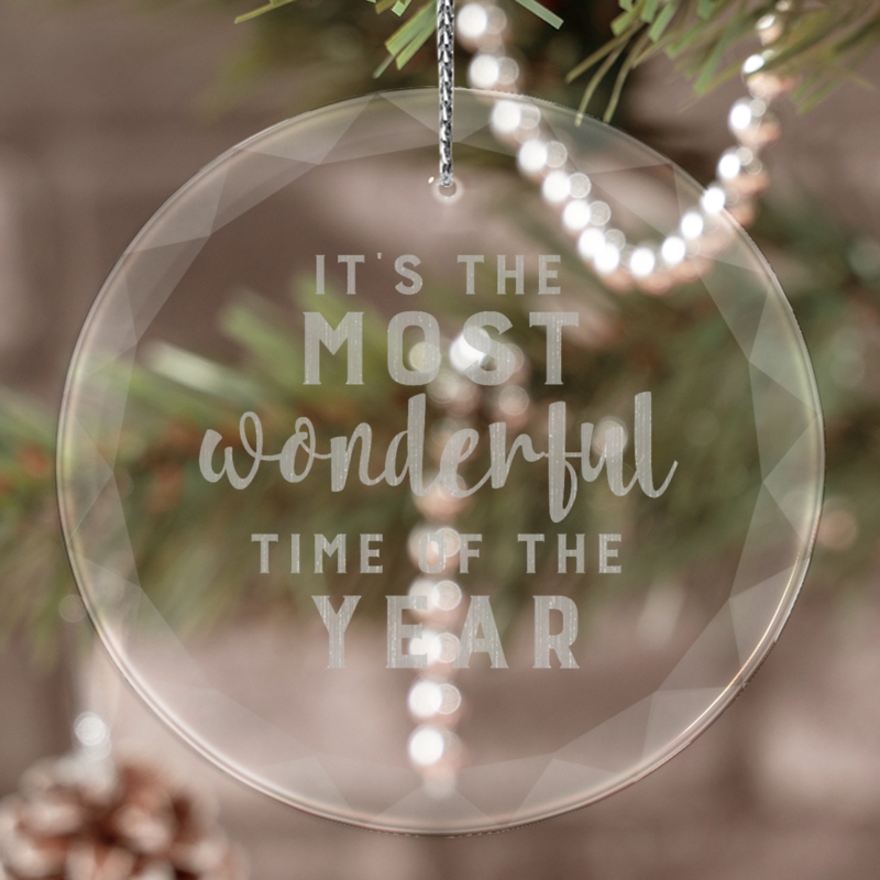 Christmas Ornament Beveled Glass Custom Engraved Frosted Snowflake