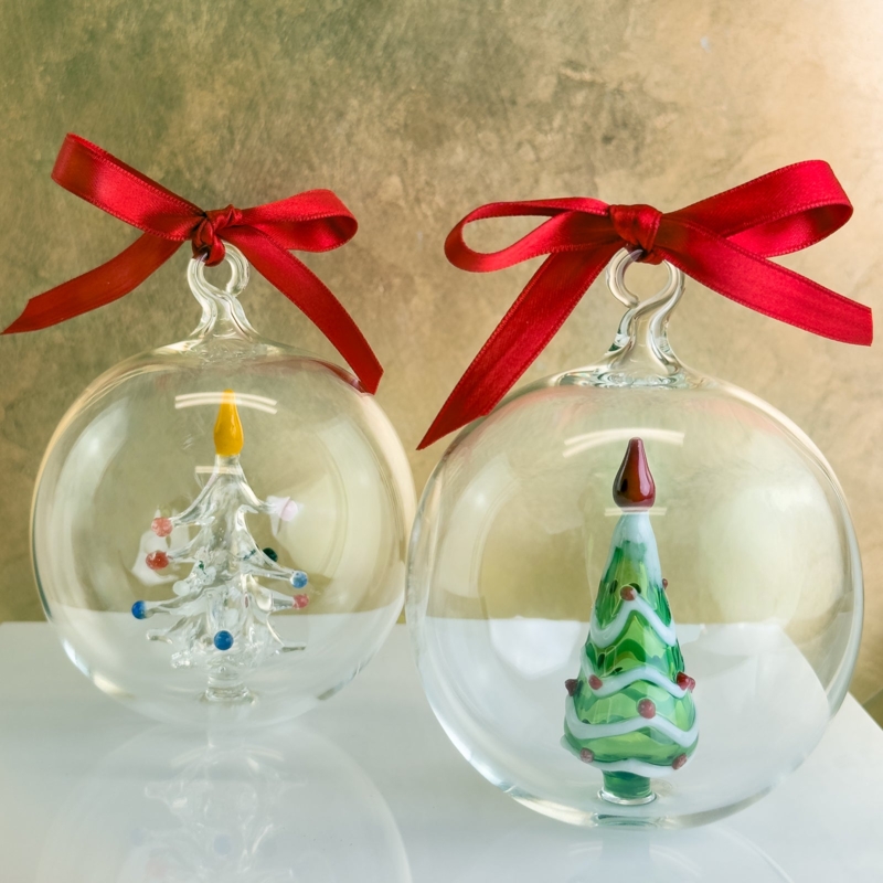 Christmas Ornament Blown Glass Internal Figurine Miniature Tree Bauble