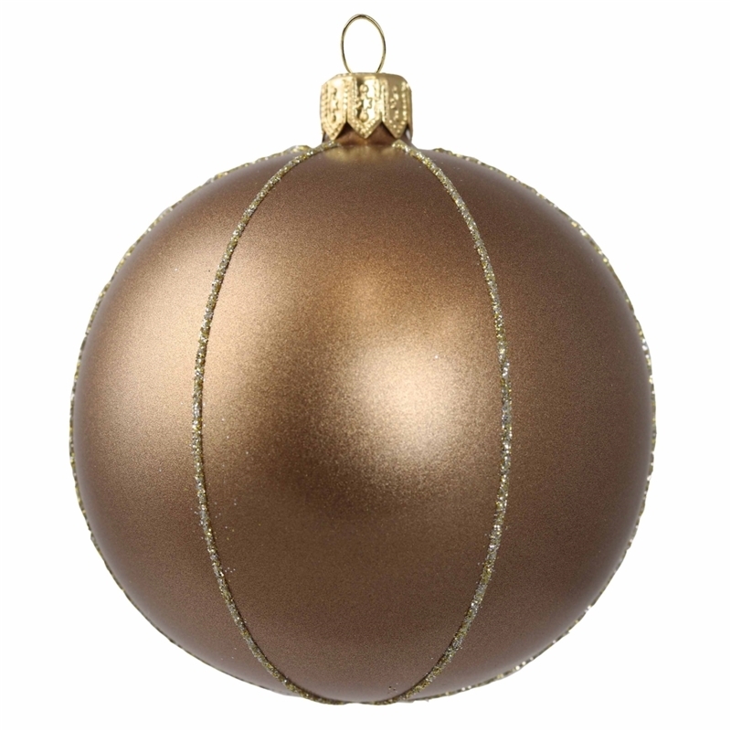 Christmas Ornament: Chocolate Brown Base, Floral Beadwork, Pearly Finish
