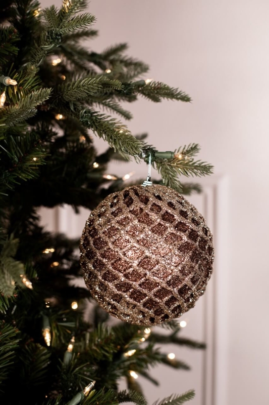 Christmas Ornament: Chocolate Two-Tone Glitter with Net Overlay Texture