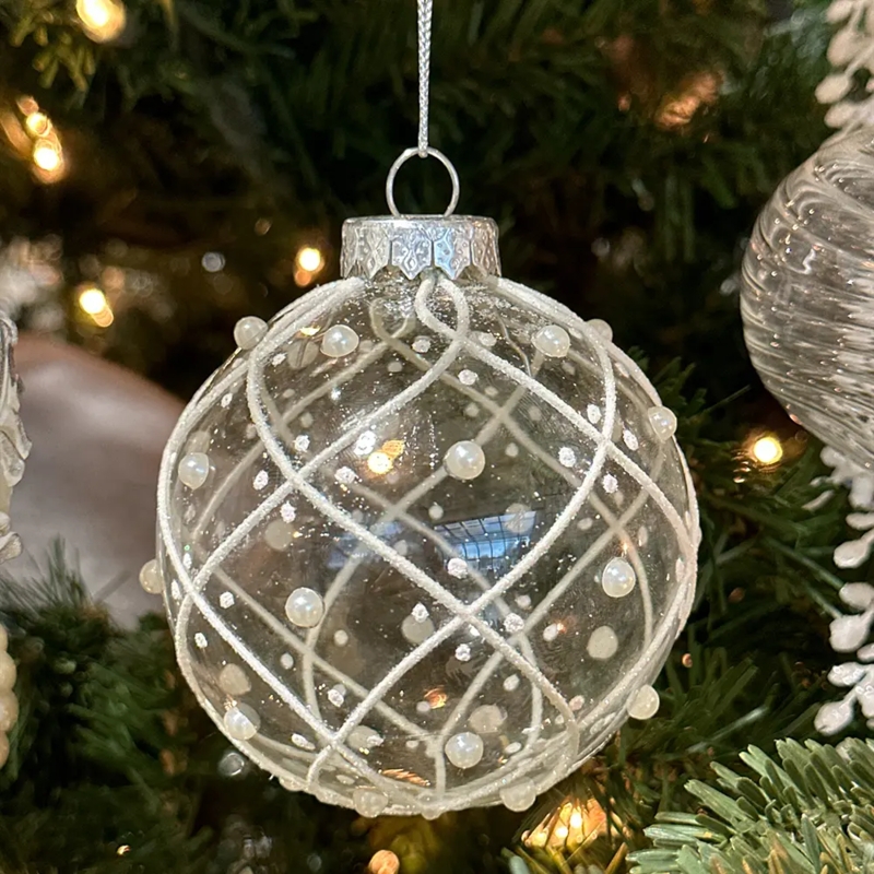Christmas Ornament: Clear Sphere with Faceted Crystalline Interior