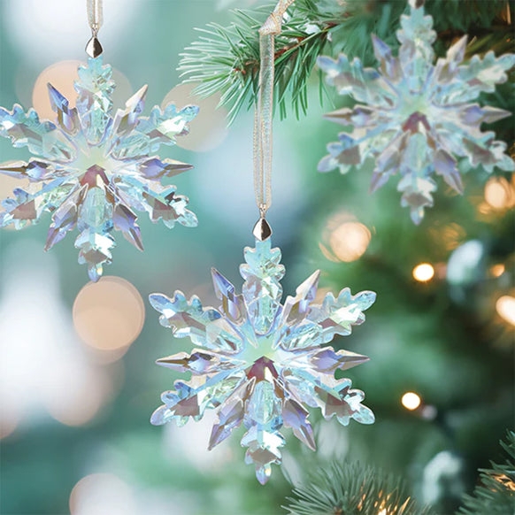Christmas Ornament: Elegant Faceted Crystal Snowflake Silhouette