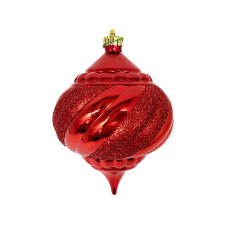 Christmas Ornament Glossy Red Ball Frosted Swirl Pattern Traditional