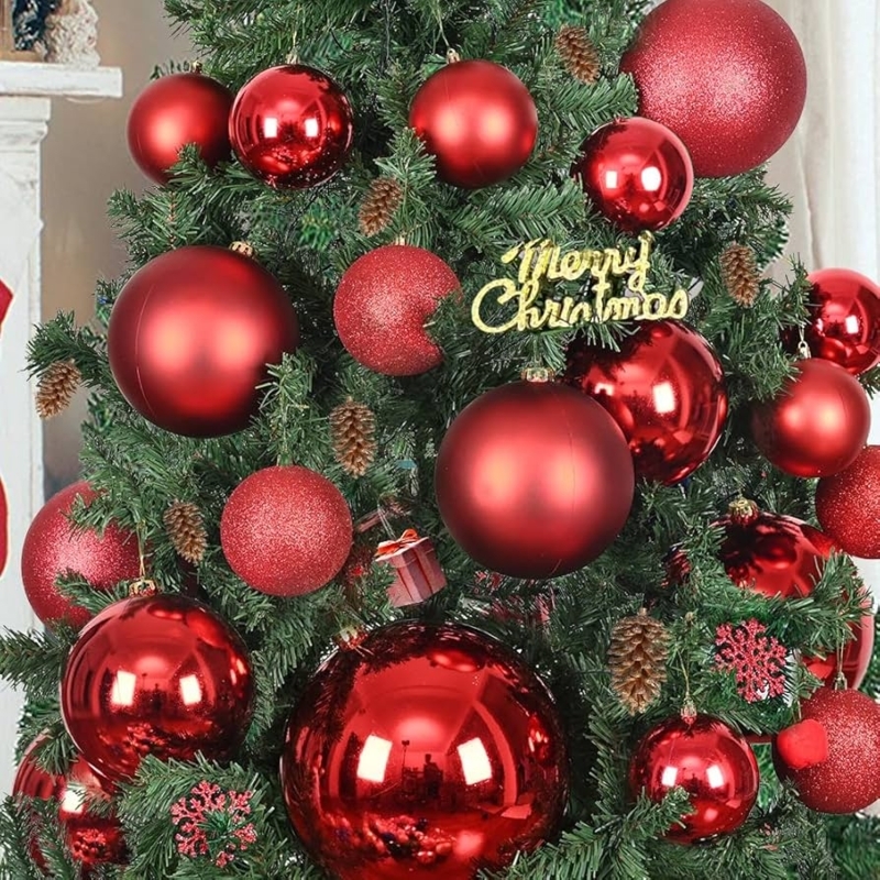 Christmas Ornament: Glossy Red Shatterproof Ball for Holiday Yard Decor