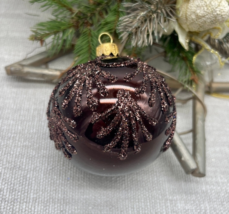Christmas Ornament: Hand Painted Floral, Frosted Glass Finish