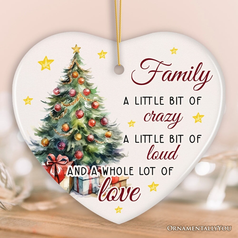 Christmas Ornament Heart Shape Glossy White Humorous Text Gold Cord