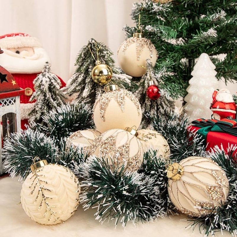 Christmas Ornament Ivory Velvet Gold Accents Elegant Holiday Decor