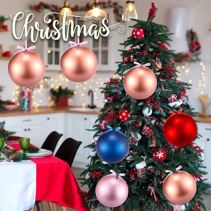 Christmas Ornament Matte Rose Gold and Fillable Clear with Ribbons