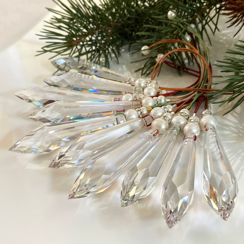 Christmas Ornament: Modern Faceted Glass Prism, Prismatic Reflections