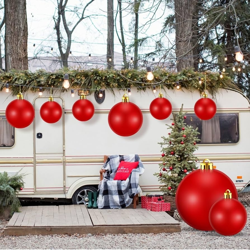 Christmas Ornament: Polished Red Sphere for Festive Winter Forest Decor